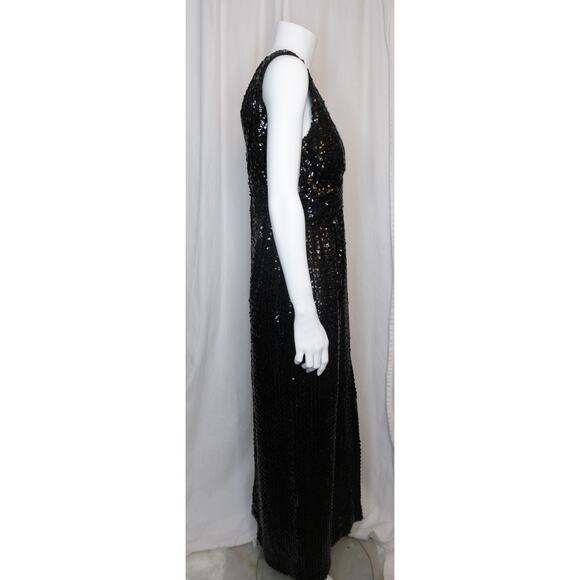 LILLIE RUBIN VINTAGE '60s Black Sequin Evening Gown SMALL - Picture 5 of 8